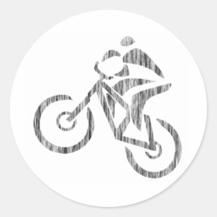 Bike Cross Hatched Classic Round Sticker