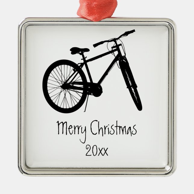Bike Cycle Biking Biker Black Silhouette Metal Ornament (Front)