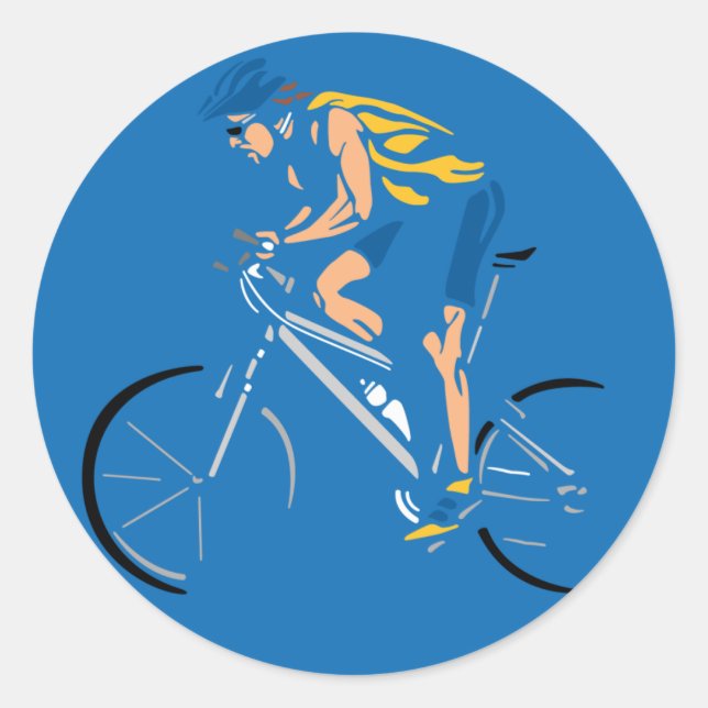 Bike Cyclist Design Classic Round Sticker (Front)