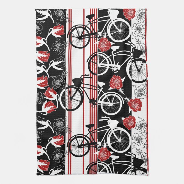 Bike Flower Basket Tea Towel (Vertical)
