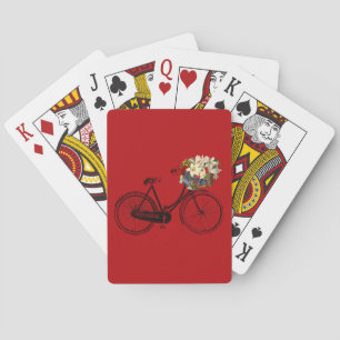Bike flower playing cards red