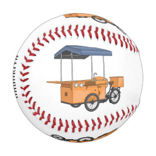 Bike food cart cartoon illustration baseball