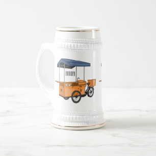 Bike food cart cartoon illustration beer stein