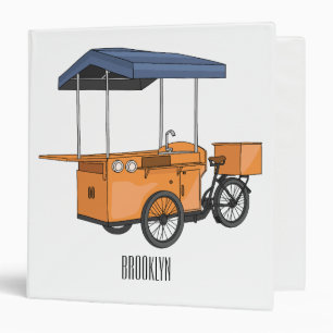 Bike food cart cartoon illustration binder