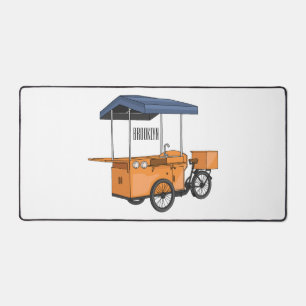 Bike food cart cartoon illustration desk mat