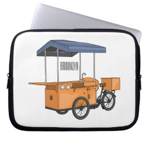 Bike food cart cartoon illustration laptop sleeve