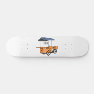 Bike food cart cartoon illustration skateboard