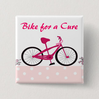 Bike for a Cure - Pink Bicycle 2 Inch Square Button