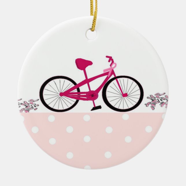 Bike for a Cure - Pink Bicycle Ceramic Ornament (Front)