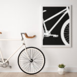 Bike Front Black and White Silhouette<br><div class="desc">This contemporary style poster features an oversized white bicycle front silhouette on a black background creating a geometric,  modern look. The background colour can easily be changed by clicking "Edit Design". This print is shown in a white frame (not included).</div>