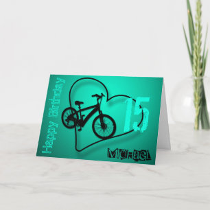 Bike Heart 15th Birthday personalized Greeting C Card