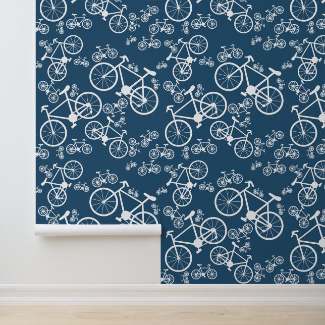 Bike Jumble Pattern Dark Blue Wallpaper (Application)