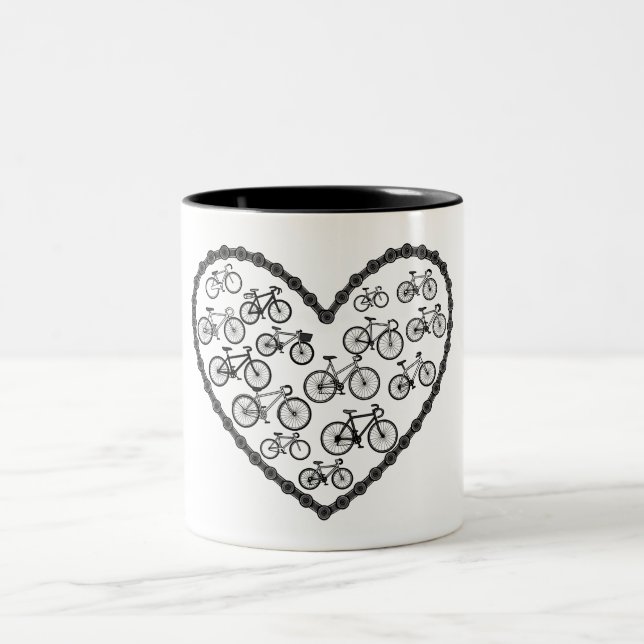 Bike Love Two-Tone Coffee Mug (Center)