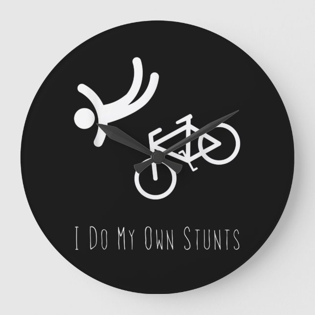 bike lover  - i do my own stunts bmx cycling gift large clock (Front)