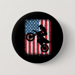 Bike Motocross Biker American Flag 4th Of July Boy 2 Inch Round Button