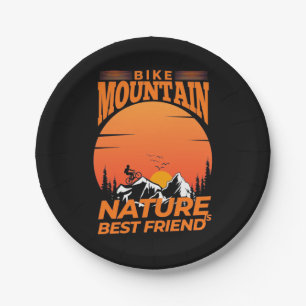 Bike Mountain Nature Is Best Friend Paper Plate