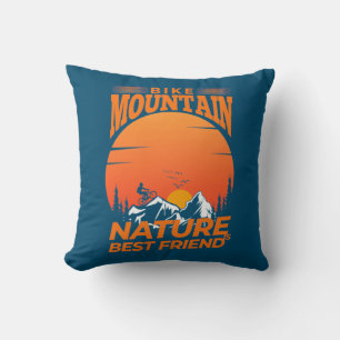 Bike Mountain Nature Is Best Friend Throw Pillow
