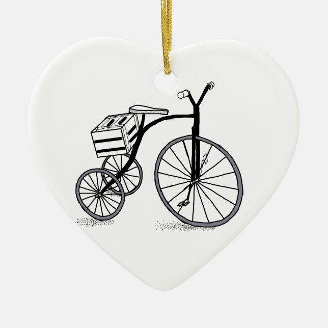 Bike on 3 wheels ceramic ornament (Front)