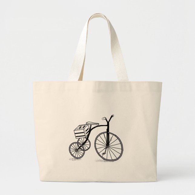 Bike on 3 wheels large tote bag (Front)