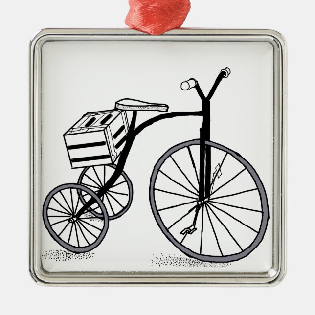 Bike on 3 wheels metal ornament (Front)
