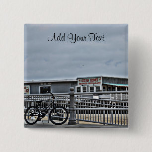 Bike On The Boardwalk by Shirley Taylor 2 Inch Square Button
