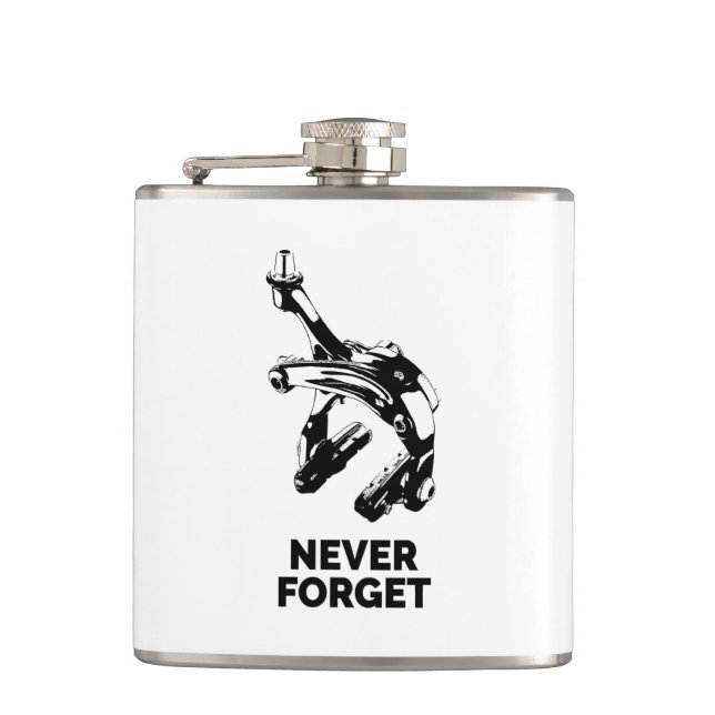 Bike Rim Brakes Never Forget Hip Flask (Front)