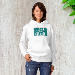 Bike Route Sign Cycling Path Bicycle Trail  Hoodie