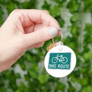Bike Route Sign Cycling Path Bicycle Trail Keychain