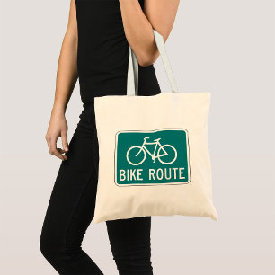 Bike Route Sign Cycling Path Bicycle Trail  Tote Bag