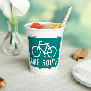 Bike Route Sign Paper Cups