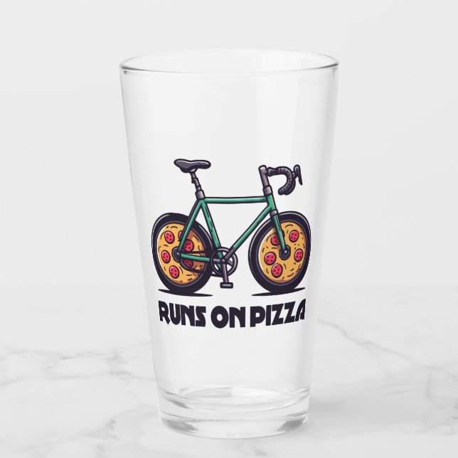 Bike Runs On Pizza Glass (Front)