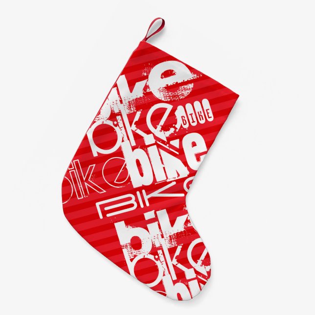 Bike; Scarlet Red Stripes. Small Christmas Stocking (Front (Hanging))