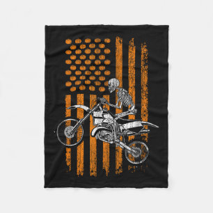 Bike Skeleton Halloween Men Boys Dirt Bike Fan Tee Fleece Blanket
