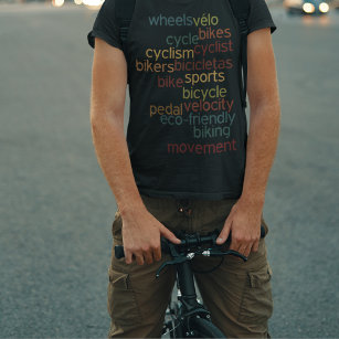 Bike Sport Colour Typography Black T-Shirt