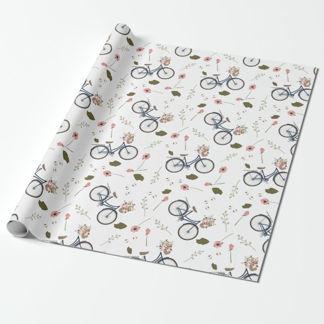 Bike & Spring Flowers - wrapping paper (Unrolled)
