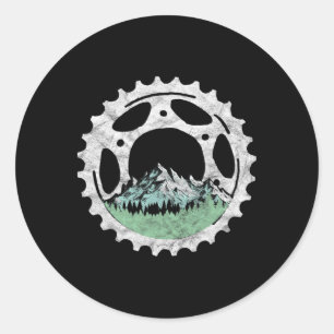 Bike Sprocket And Trees Mountain Biking Vintage Na Classic Round Sticker