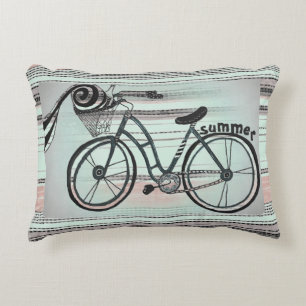 "Bike to the Beach Accent Pillow" Decorative Pillow