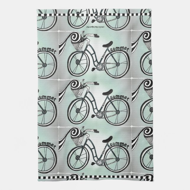 "Bike to the Beach" Kitchen Towel (Vertical)