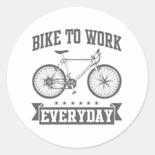Bike To Work Everyday Classic Round Sticker
