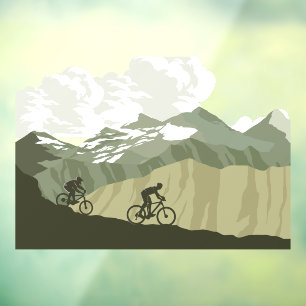 Bike Trail Mountain Trail Biking Bicycle Shop Window Cling