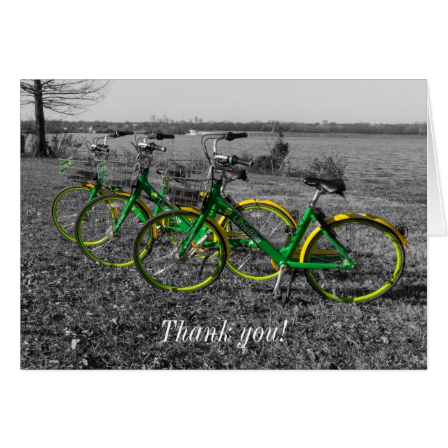 Bike Triplets Select Colour Thank You Card (Front Horizontal)
