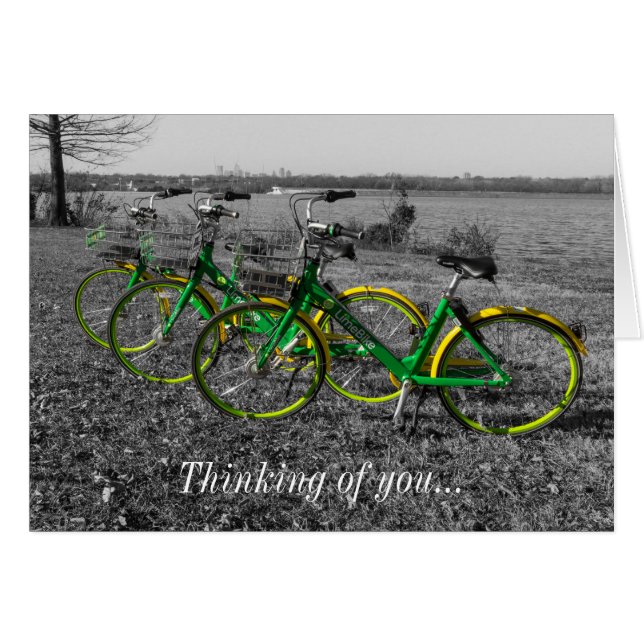 Bike Triplets Select Colour Thinking Of You Card (Front Horizontal)