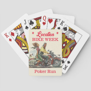 Bike Week Poker Run Town Personalized Vintage Look Playing Cards
