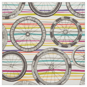 bike wheels stripe fabric