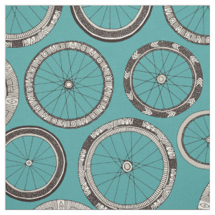 bike wheels turquoise fabric