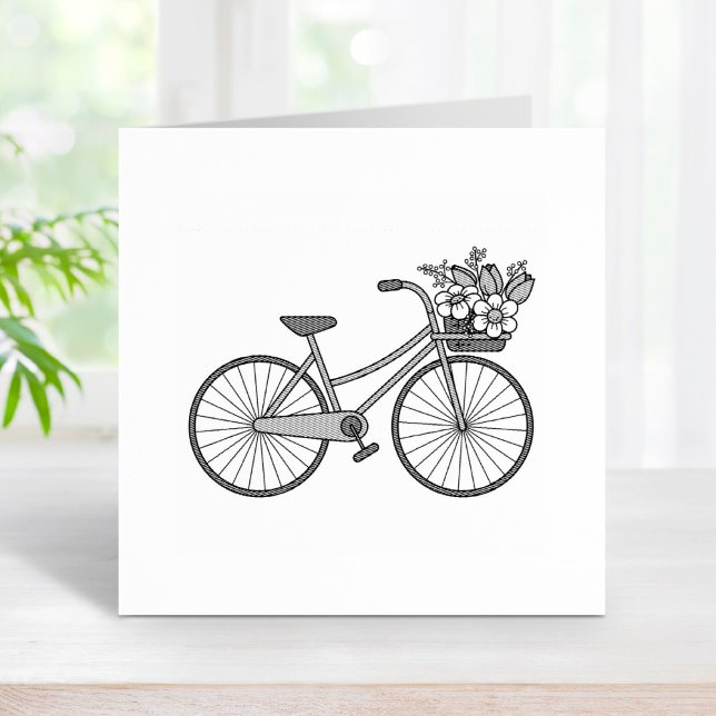 Bike with a Flower Basket Rubber Stamp (Creator Uploaded)