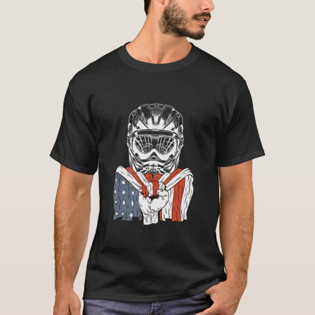bike with American Flag T-Shirt (Front)