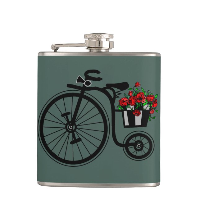 Bike with Flowers Flask Gift (Front)