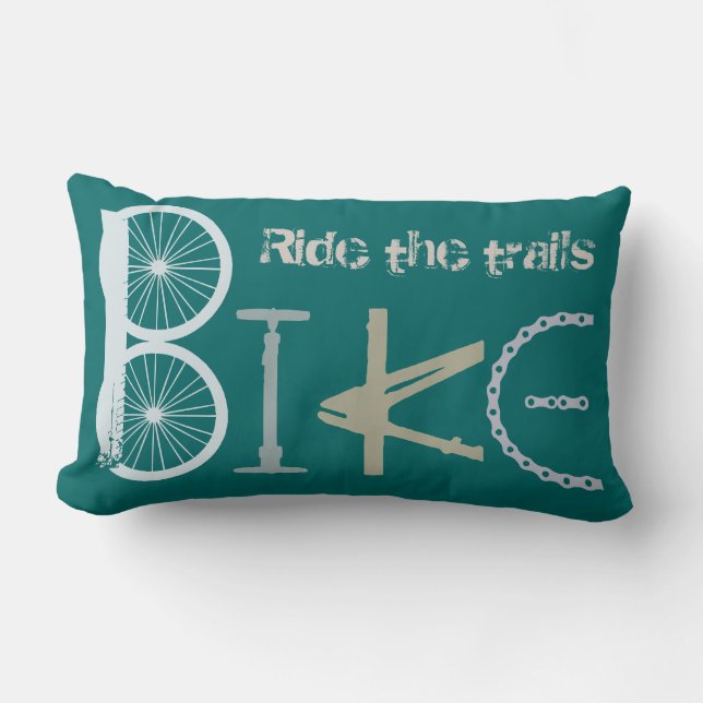 Bike Words Graffiti from Parts Graphic Art Lumbar Pillow (Front)