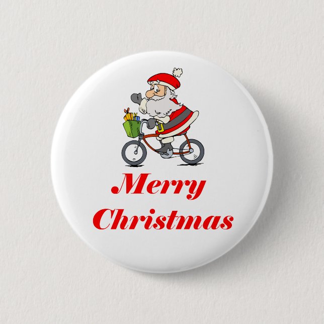 BikeChick Santa 2 Inch Round Button (Front)